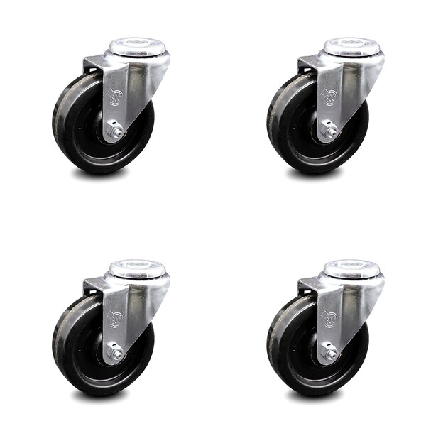 4 Inch Phenolic Wheel Swivel Bolt Hole Caster Set